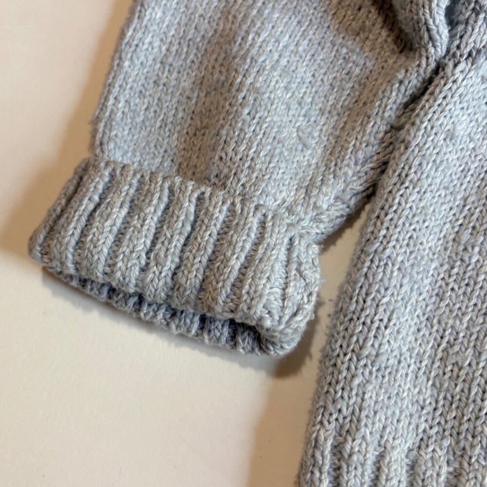 L.L. Bean Fair Isle Sweater Womens M Petite Gray Cotton Nordic Crewneck - Picture 6 of 9